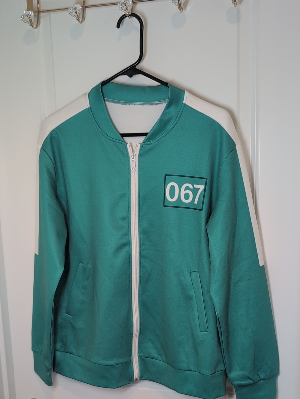 Squid Game Teal Player 067 Zip Jacket with White Accents